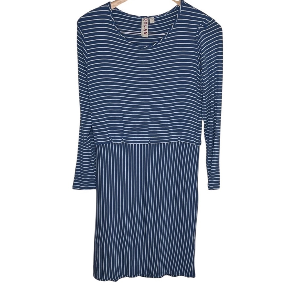 Anthropologie Dolan Left Coast Long Sleeve Blue Striped Dress Women Size S
